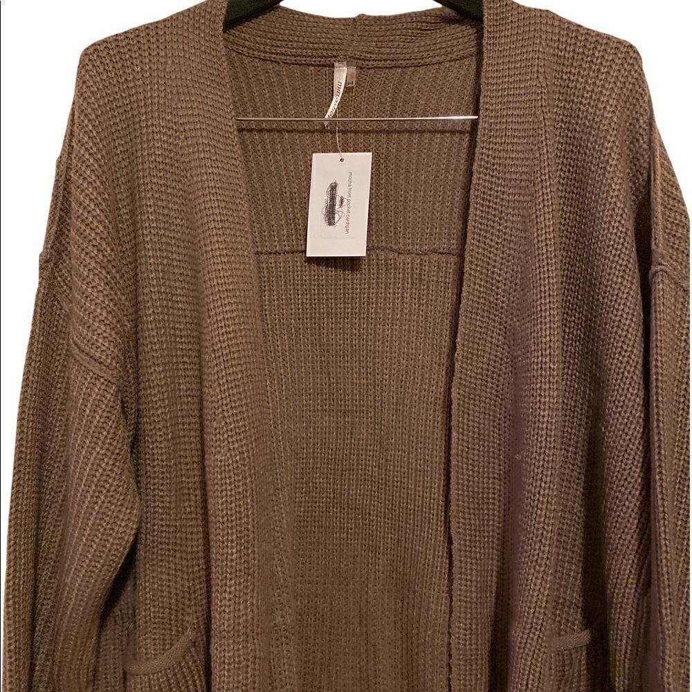 Mittoshop | Boutique Oversized Mocha Knit Front Pocket Cardigan | S/M - Picture 6 of 6
